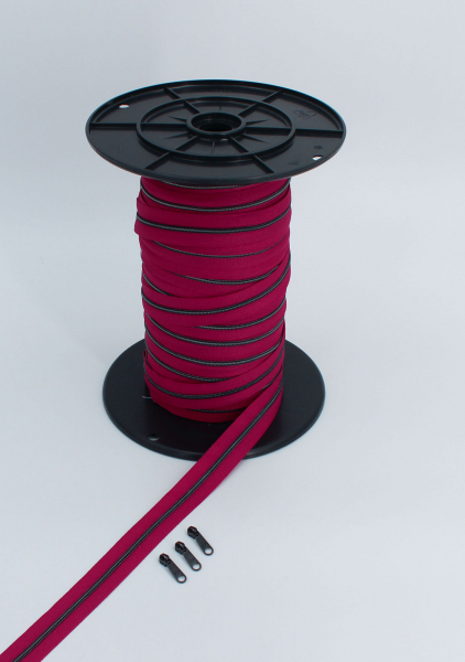 Endlosreißverschluss metallisiert schmal fuchsia/titan (1m)